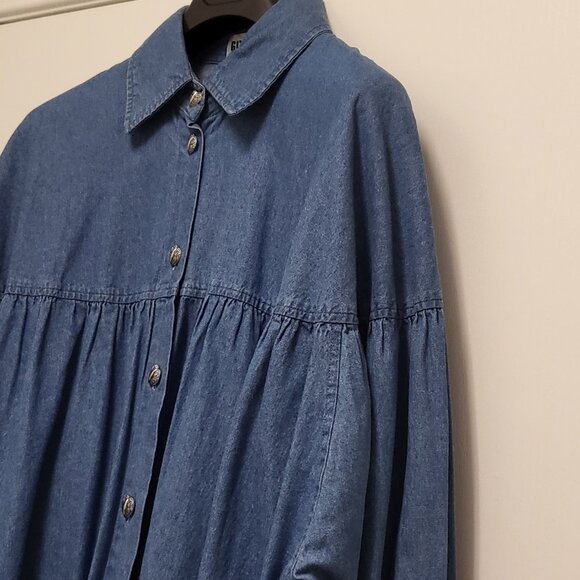 Vintage Gitano Denim Top Jean Shirt Womens 20W Heart Metal Buttons Long Sleeve - Picture 8 of 15